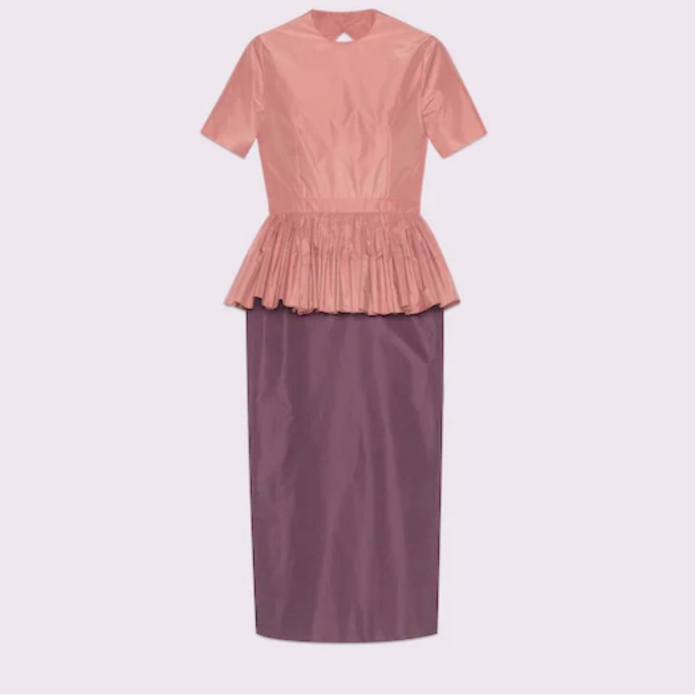 Gucci Taffeta Tricolor dress with detachable cape
